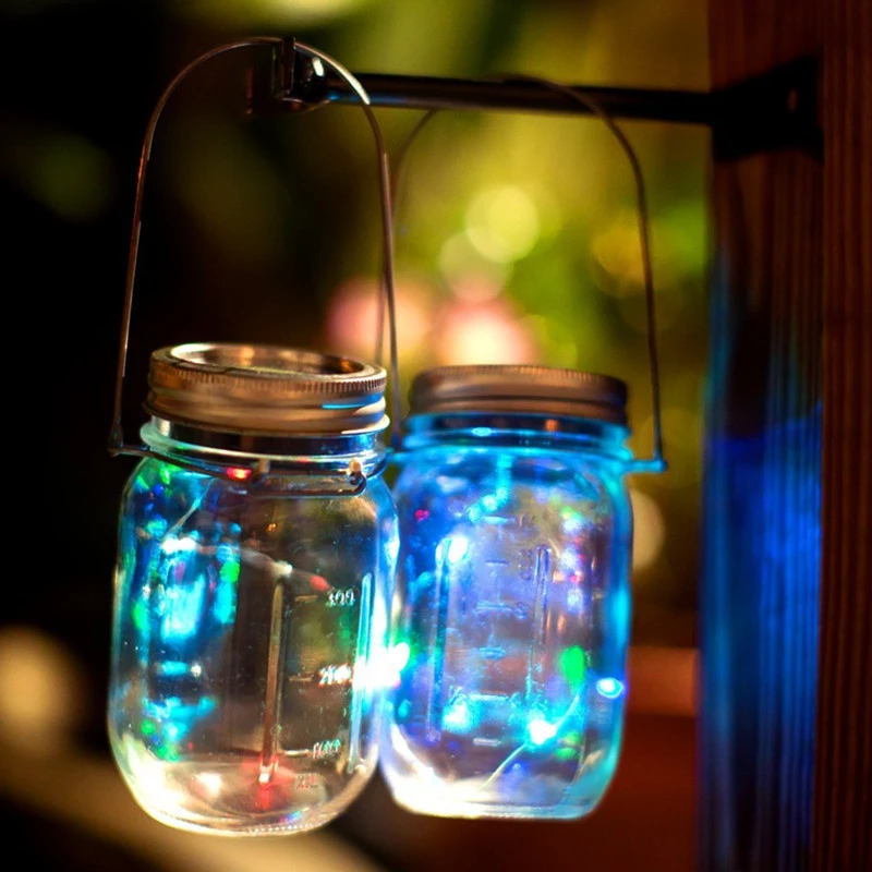 Solar Powered 1M 10LEDs Mason Jar Lid Insert Fairy String Light for Garden Christmas Party