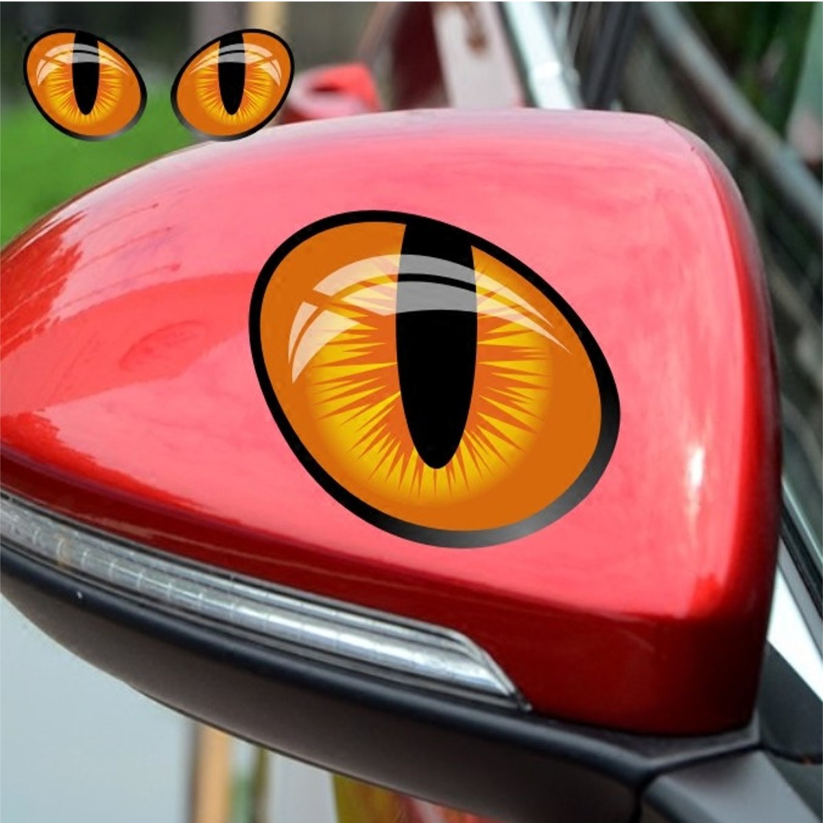 Cool 3D Evil Cat Eyes Mirror Car Sticker Funny Look Window Car Decal Accessories