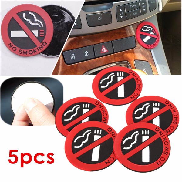 

5pcs Rubber Adhesive Sticker Car Office Notice Warning Logo NO SMOKING Sign