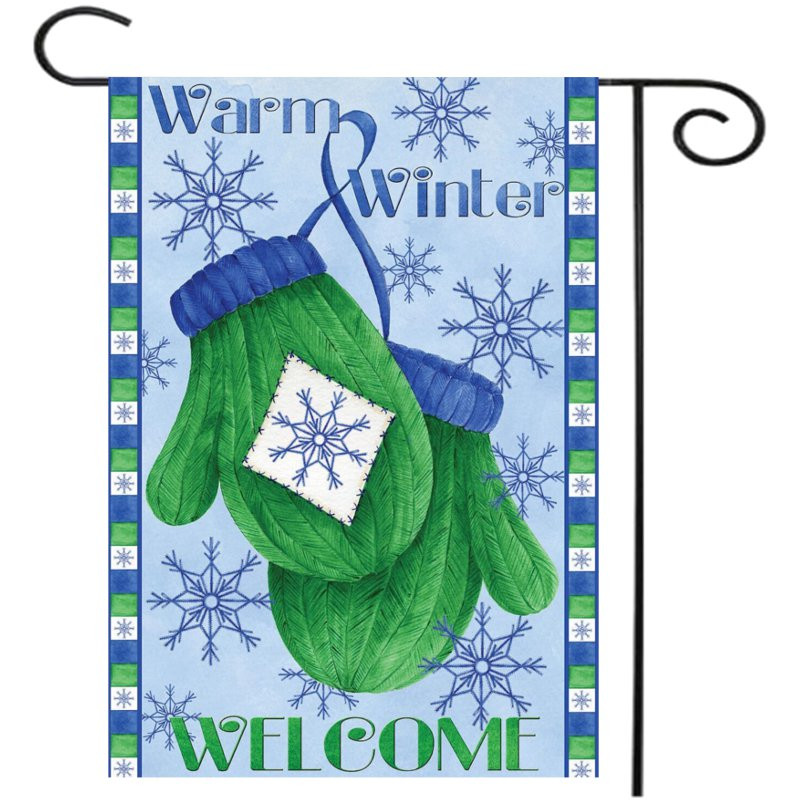 

12.5"x18" Christmas Winter Mittens Welcome House Garden Flag Yard Banner Decorations