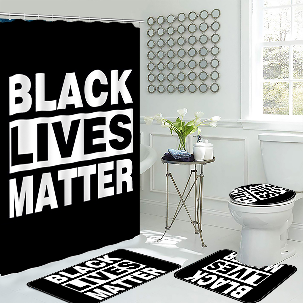 Find Bakeey Black Lives Shower Curtain With 12 Hooks Bath Curtain Durable Waterproof Fabric Bathroom Curtain for Sale on Gipsybee.com with cryptocurrencies