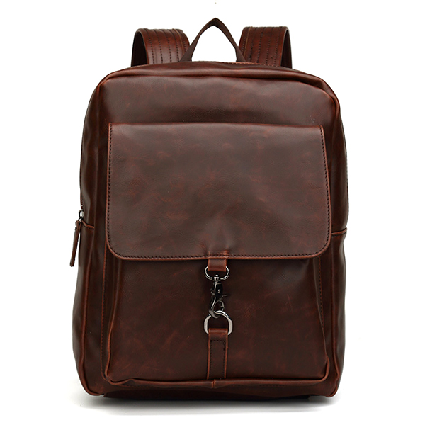 

Men PU Leather Retro Minimalist Backpack Casual Travel Mochila Laptop Bag