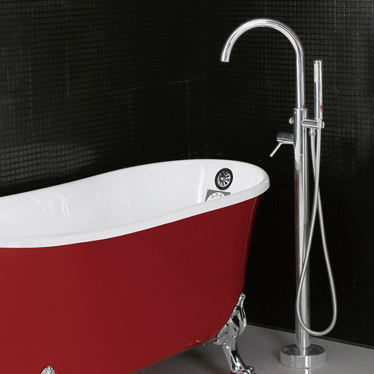 

Хромированный круглый круглый отдельно стоящий кран Ванная комната Смеситель для ванны с душем