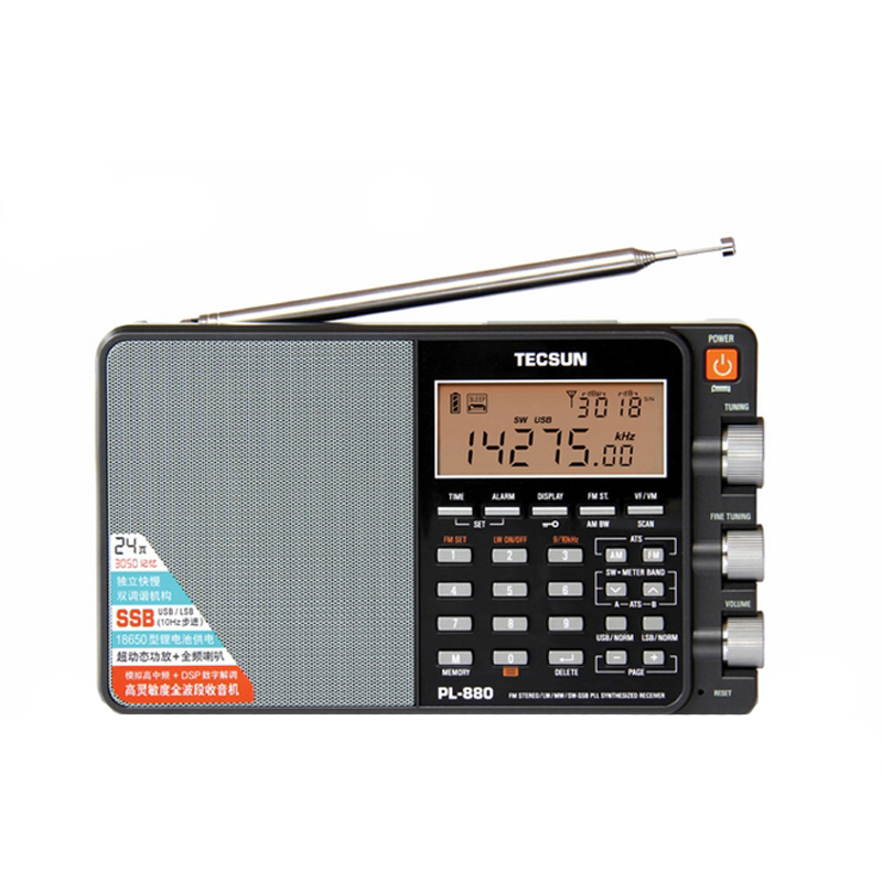 

Tecsun PL-880 Portable Stereo Full Стандарты Радио Приемник с LW / SW / MW SSB PLL Режимы FM 64-108 МГц