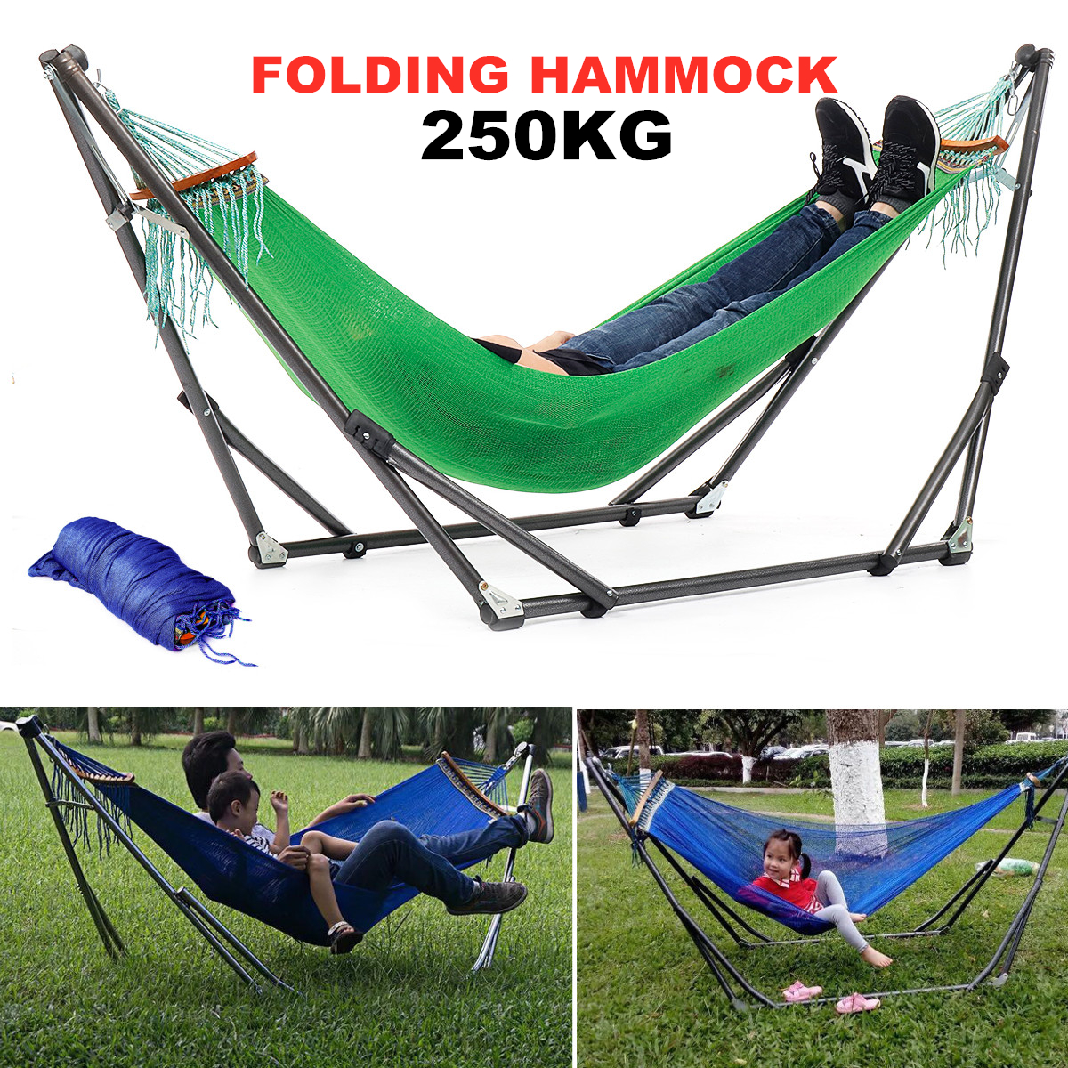 Portable Canvas Hammock Stand Portable Multifunctional Practical Outdoor Garden Swing Hammock Single Hanging Chair Bed Leisure Camping Travel 2