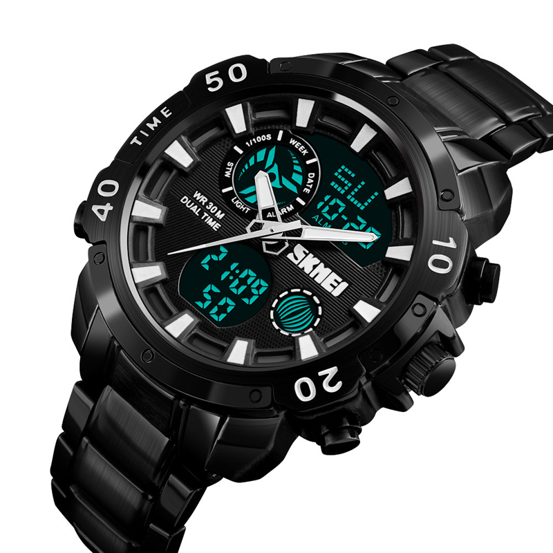 

SKMEI 1306 Спортивный стиль Хронограф из нержавеющей стали Dual Digital Смотреть Мужские наручные часы