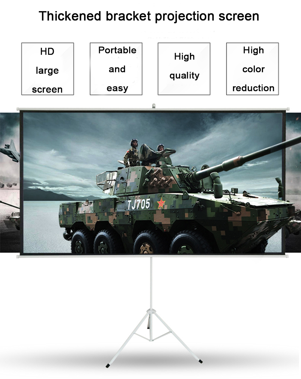 Thinyou Tripod Projector Screen  100 inch Projector Curtain 16:9/4:3 Matte Gray Fabric Fiber Glass Bracket For HD Projector with Stand Tripod