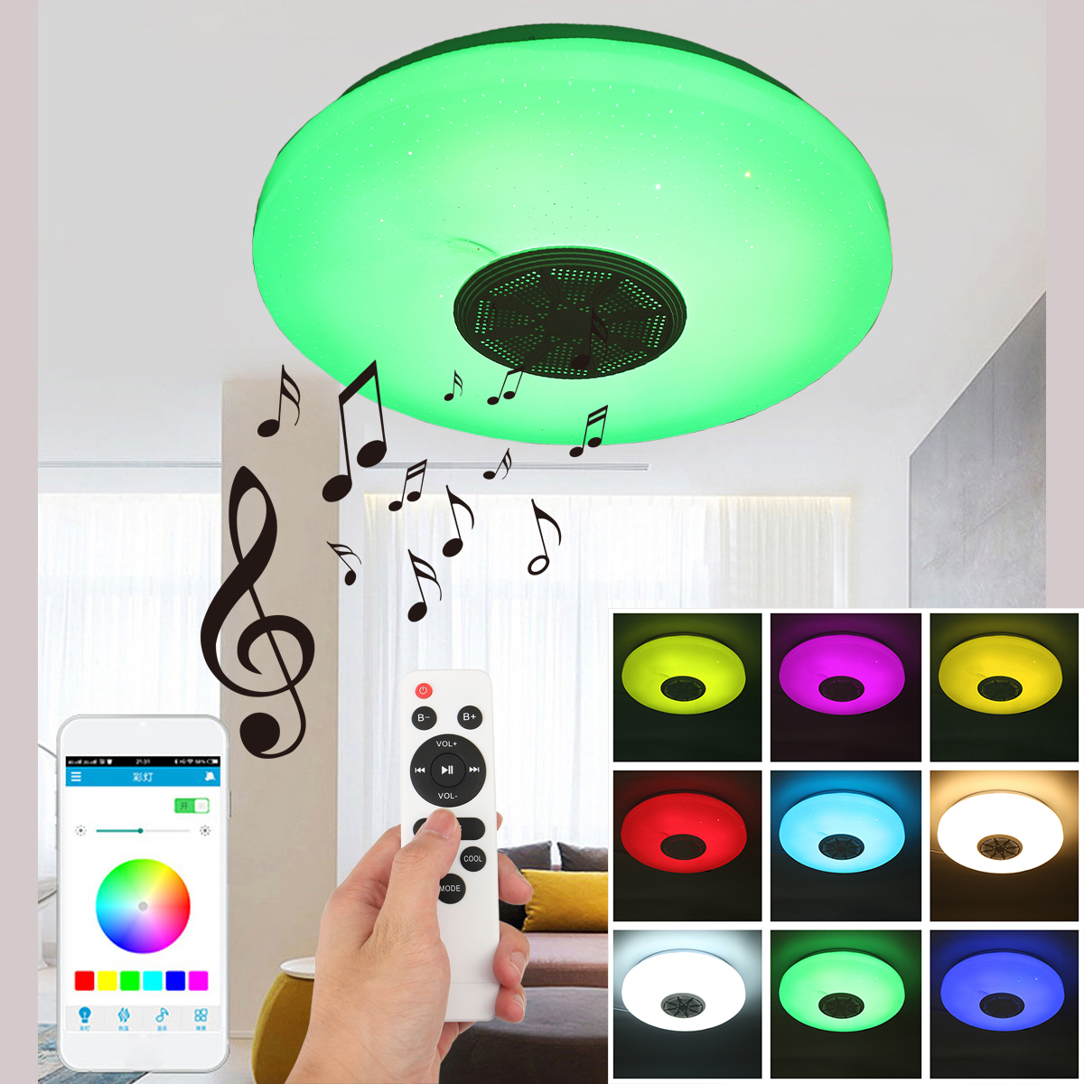 Find 180 265V 30CM Bluetooth Music Speaker White Warm White RGB Light Smart LED Ceiling Light Remote Control Modern Lamp for Sale on Gipsybee.com with cryptocurrencies