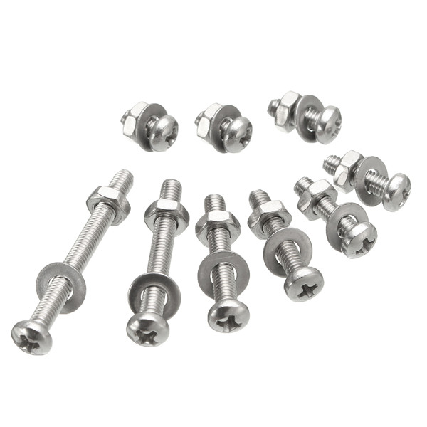 

10pcs 304 Stainless Steel M3 5-30mm Phillips Screws With Nuts and Washers