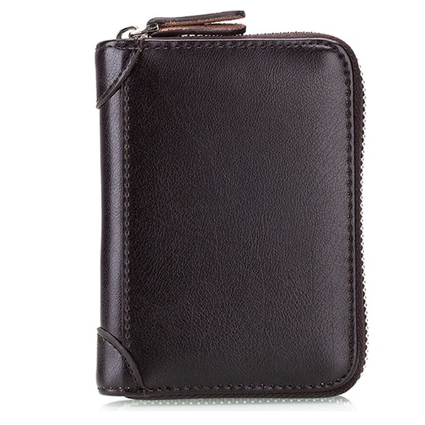 Large Capacity RFID Genuine Leather Men Women Casual Zipper Creddit Card Holder 