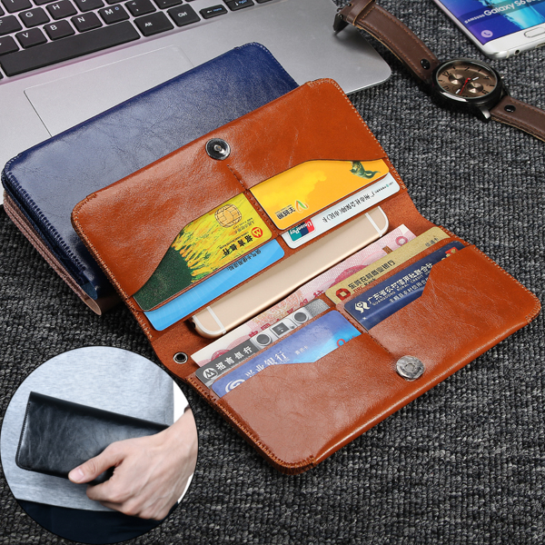 

Universal Multifunctional Leather Handbag Wallet Card Solt Purses For Phone Under 6.3 Inch