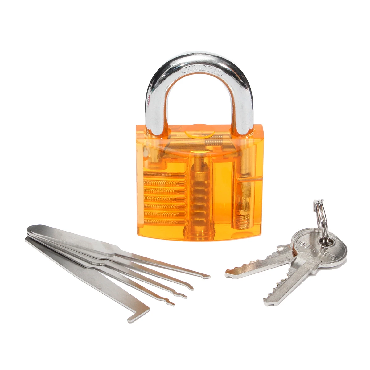 5pcs Unlocking Lock Pick Set +  Transparent Practice Padlock 5-Color Optional