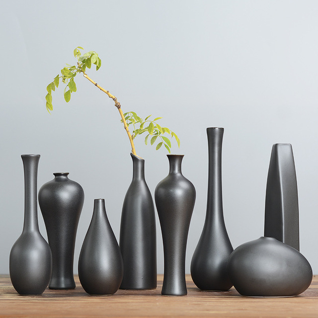 

Цзиндэчжэнь Керамический маленькая ваза черный простой дзен маленький цветок новый китайский аксессуары для дома современные творческие