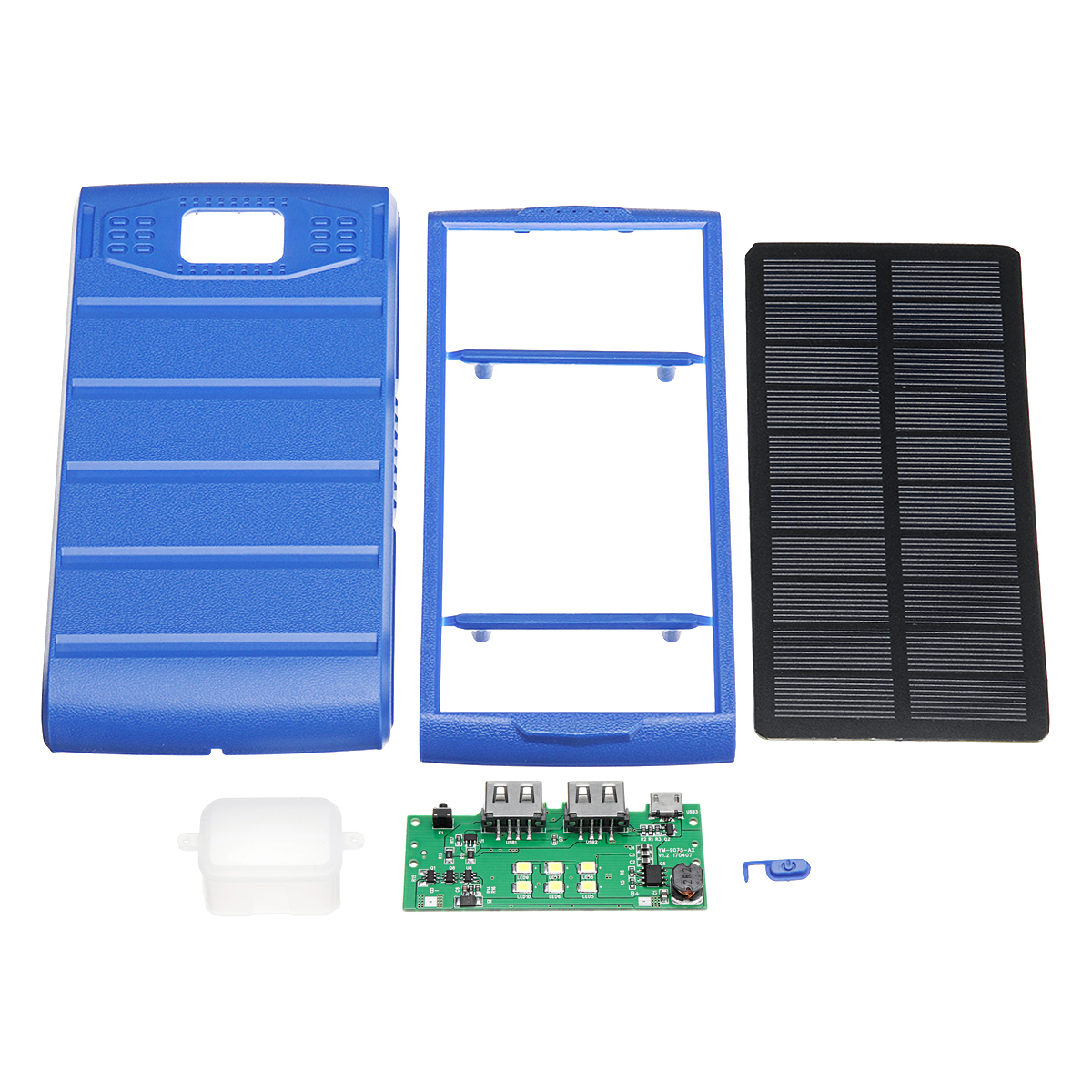 

Solar LED Dual USB Power Bank DIY 2 x 7566121 External Battery Charger Box Case