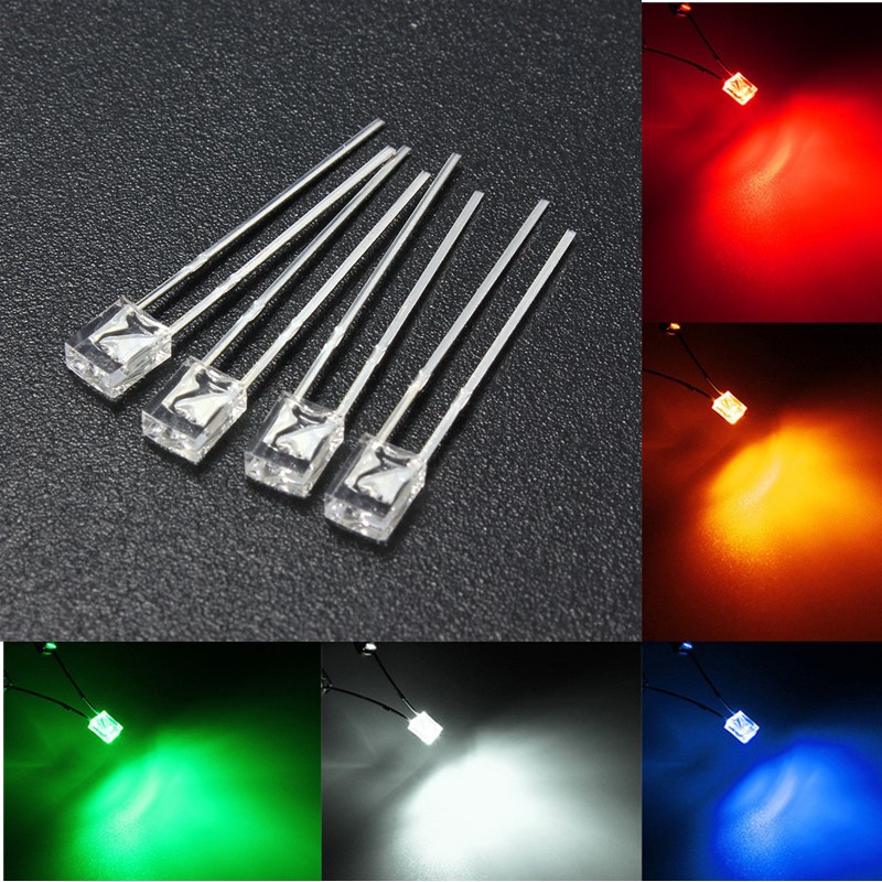 

100PCS 2x3x4mm Wide Angle Flat Top LED Diodes Water Clear Transparent Light Lamp