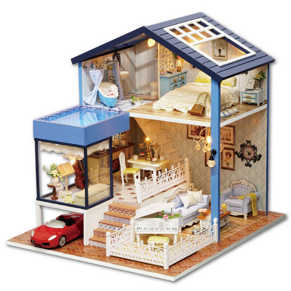 

DIY Dollhouse Miniature Kit Doll House With Furniture Gift Craft Toy