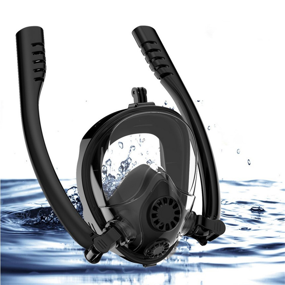 

Outdoor Antifog Full Face Scuba Snorkel Diving Mask Double Tube Swim Goggles With Gopro Camera Holder