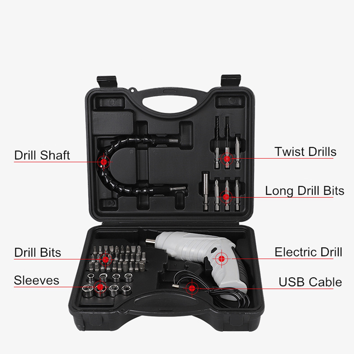 Mini Cordless Electric Screwdriver Set USB Rechargeable Drill Driver With Work Light 14