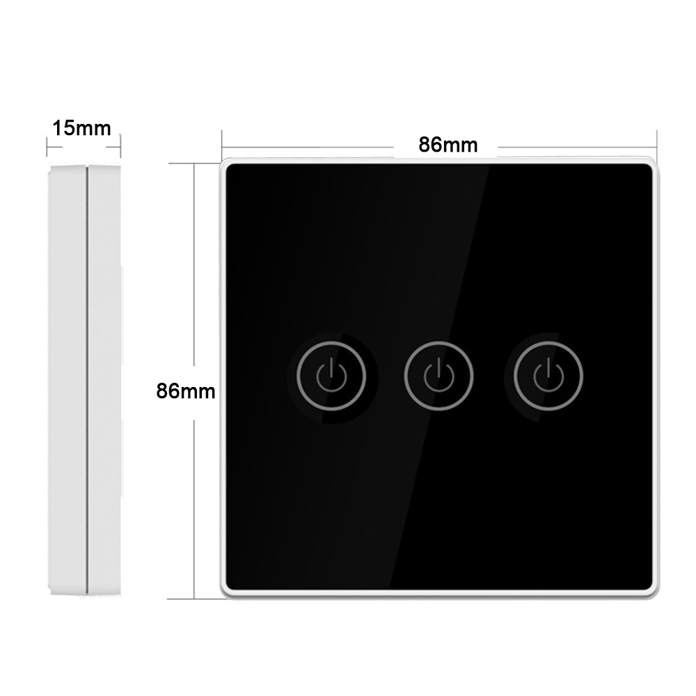 KCASA 1/2/3 Gang AC200-240V Wireless Panel Touch Switch with 3PCS Receiver Kit Remote Control Smart Home Control Module 18