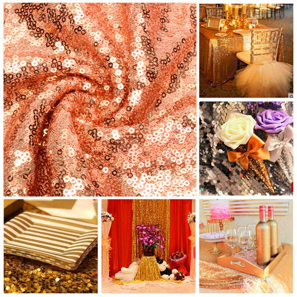 

30*180cm Rose Golden Sequins Table Runner Wedding Party Tablecloth Decorate