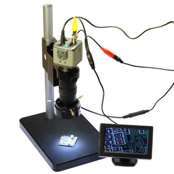 

800TVL 100X Microscope Industrial камера BNC / AV-выход с 4,3 "LCD Монитор и Stand Holder и C-Mount Объектив и 40 LED Кольцо справа