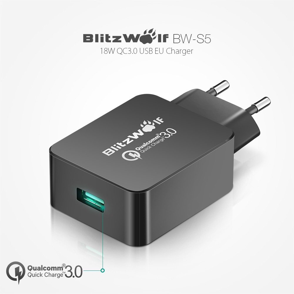 באנדל טעינה שווה &#8211; BlitzWolf BW-S5 QC3.0 18W פלוס כבל 3A USB Type-C