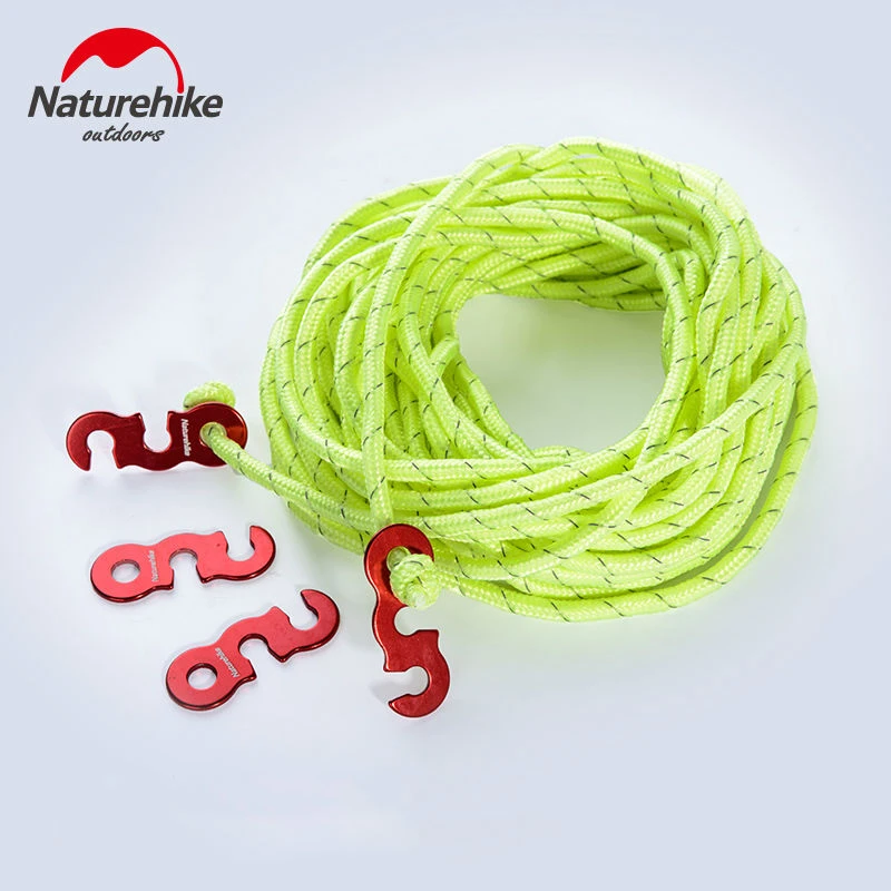 Naturehike NH15A004-A 4pcs Aluminum Alloy Wind Rope Buckle Tent Camping Accessories with 12m rope
