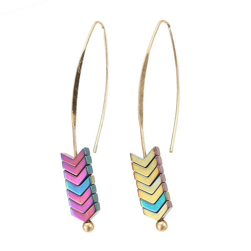 

Trendy Stylish Natural Ore Multicolor Texture Arrowhead Earring Jewelry for Women