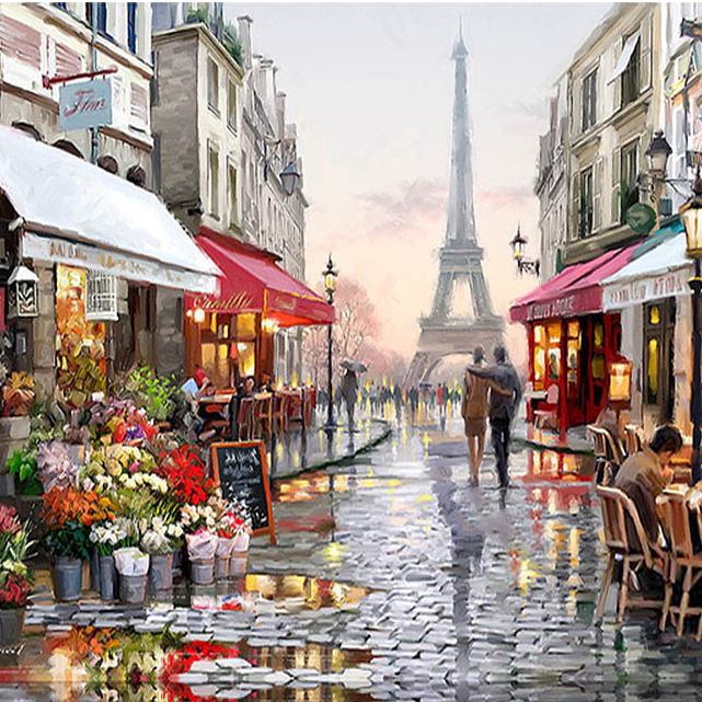 

RUOPOTY Paris Street DIY Painting By Numbers Handpainted Canvas Painting Home Wall Art Picture For Living Room Unique Gift 40X50