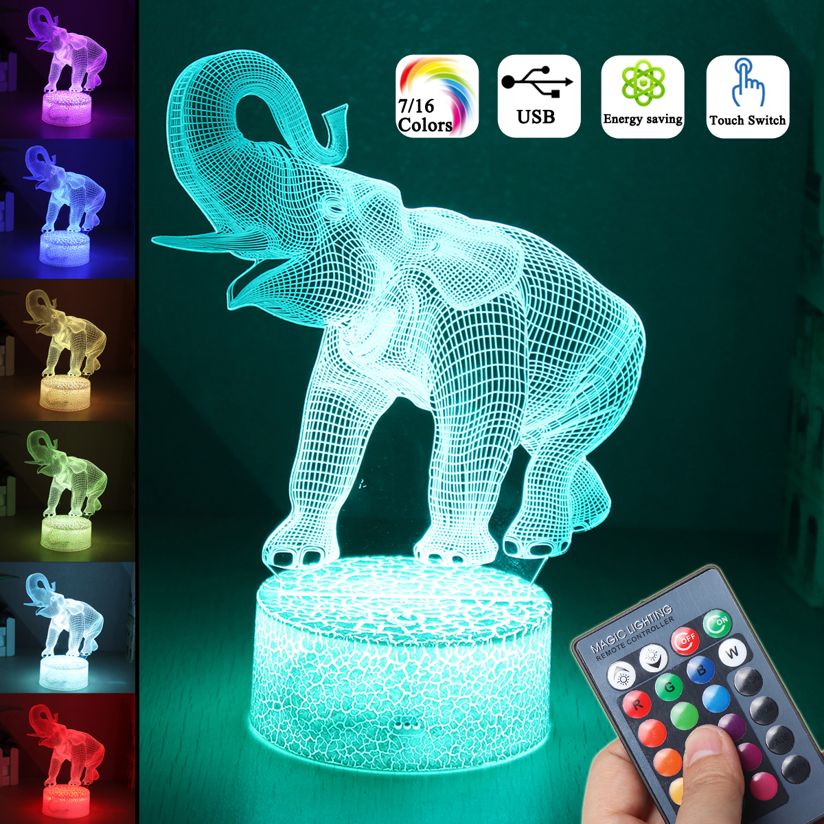 3D Elephant LED Night Light | Myquikstores