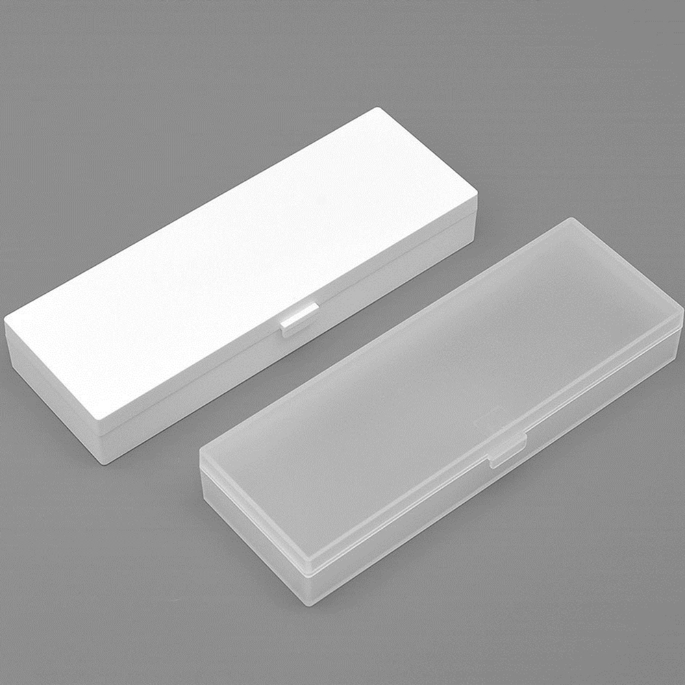 

2pcs Kaco Stationery White Pen Box 195 x 72 x 30 mm Solid Color Transparent PP Plastic Pencil Case Stationery Students S