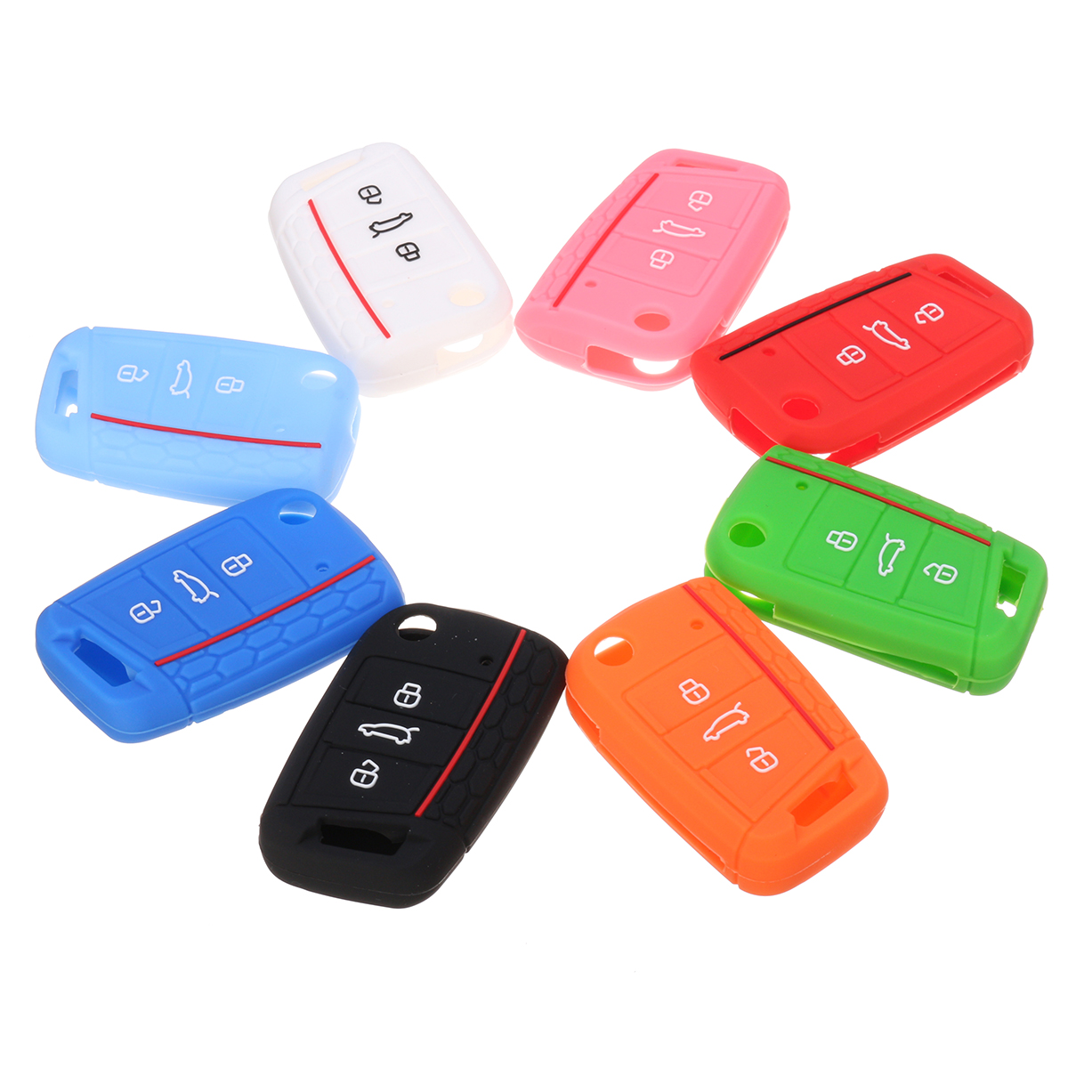 

Silicone Remote Key Cover 3-Button Fob Case Shell for Volkswagen VW Golf 7 MK7