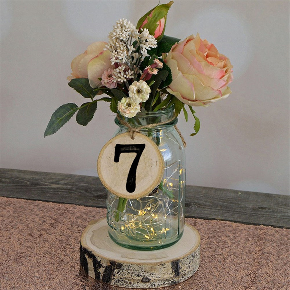 10Pcs/Lot Laser Engraving Wooden Number Hanging Table Cards Wedding Party Decor Reception Pendant 16