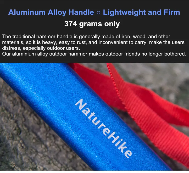 NatureHike NH15A010-I Aluminum Alloy Hand Grip Multi-function Hammer High-carbon Steel Smartis
