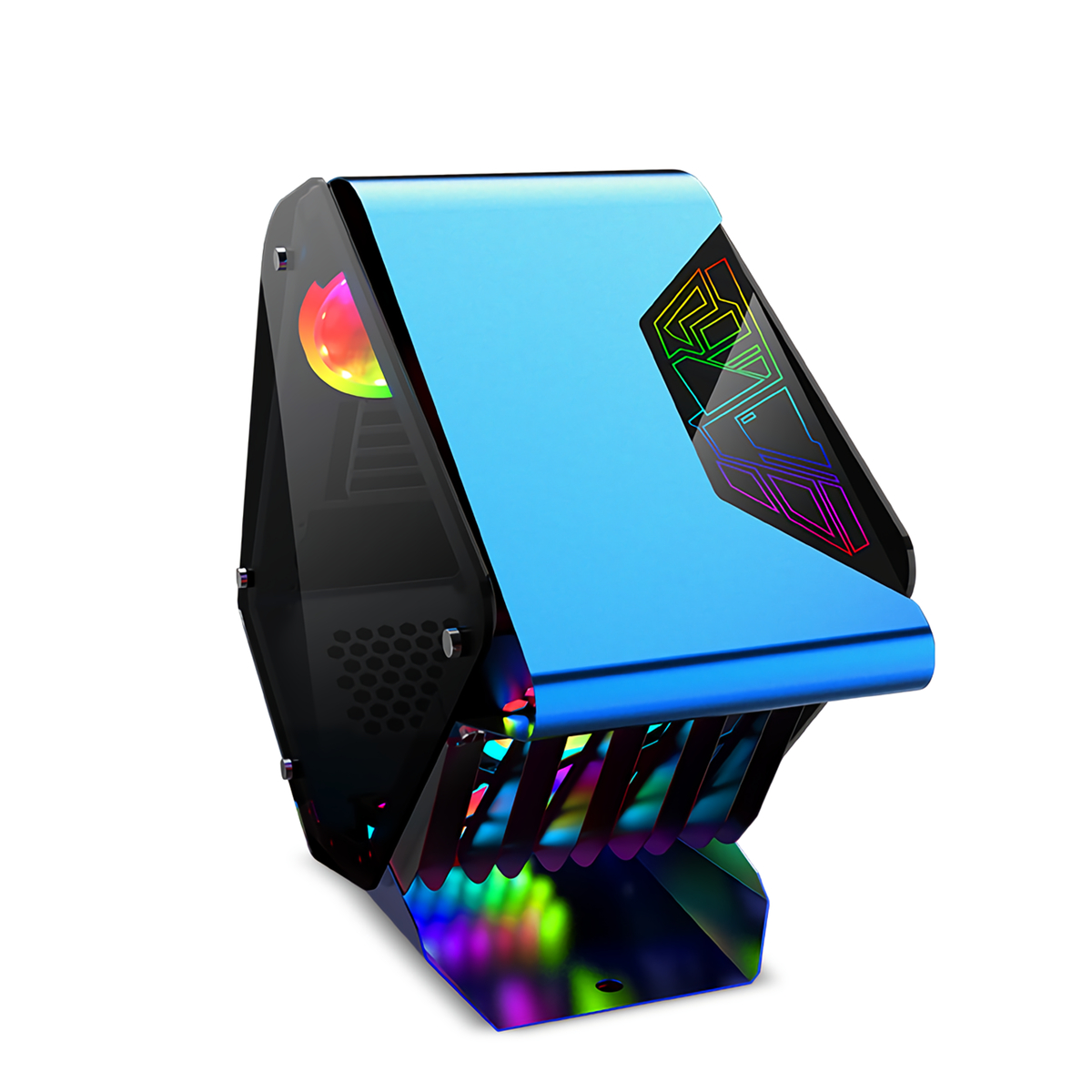 Find EVESKY Little Monster RGB Computer Case CPU M ATX Water Cooling Double sided Transparent Glass Gaming Chassis for Sale on Gipsybee.com with cryptocurrencies