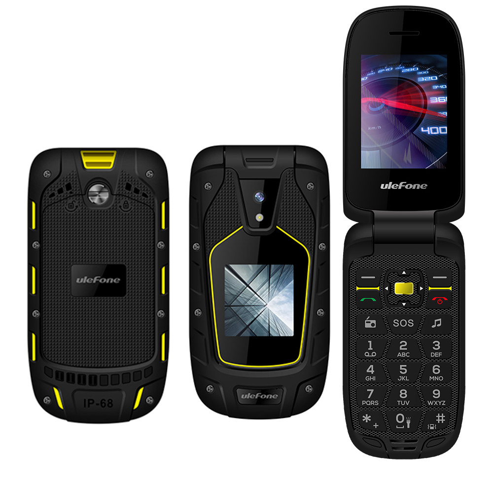 

Ulefone Armor IP68 IP69K Водонепроницаемы 2,4 дюймов 1200 мАч, две SIM-карты, двойной режим ожидания, флип прочный телефон