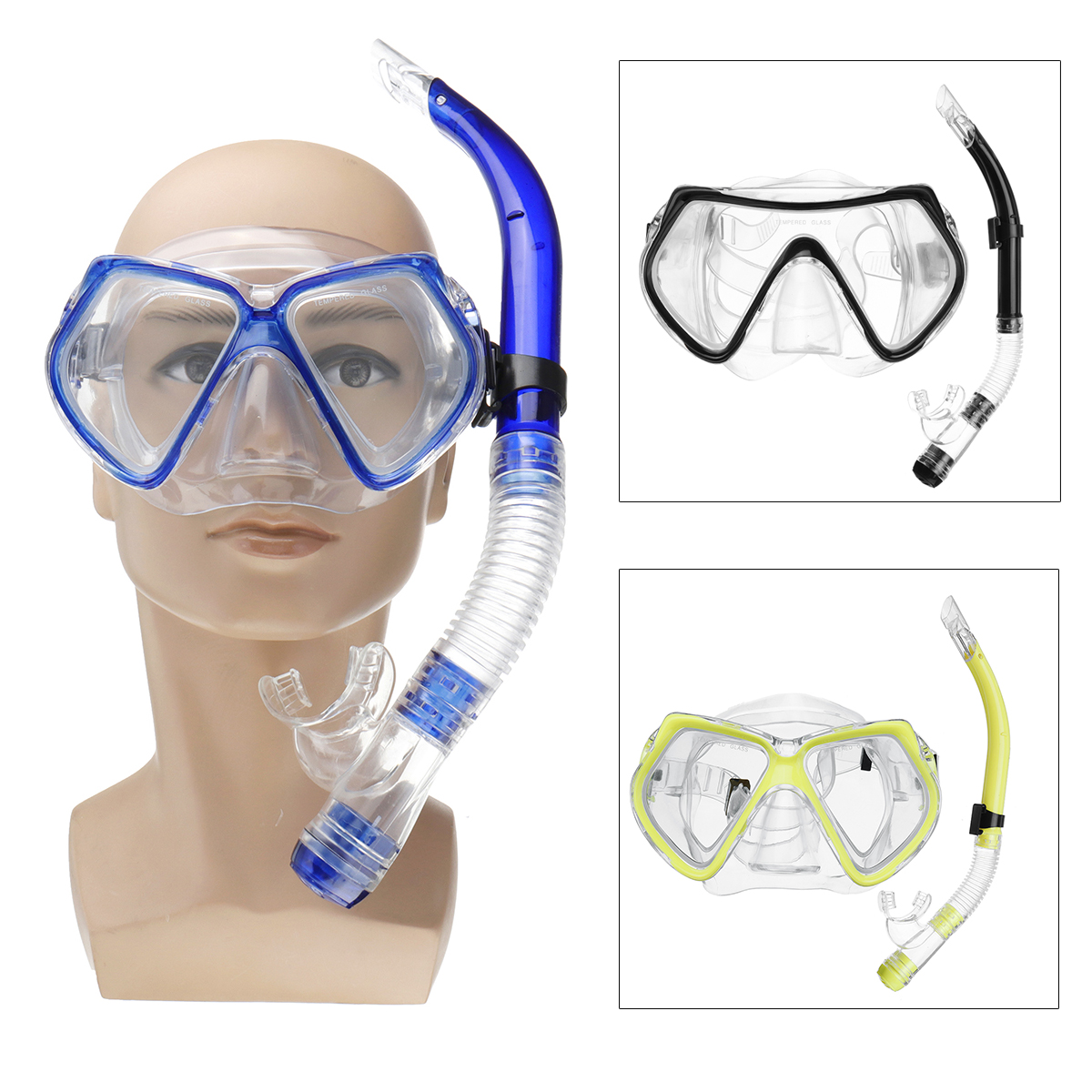 

Diving Mask Scuba Snorkel Goggles Face Glasses With Breath Tube Set For Adult