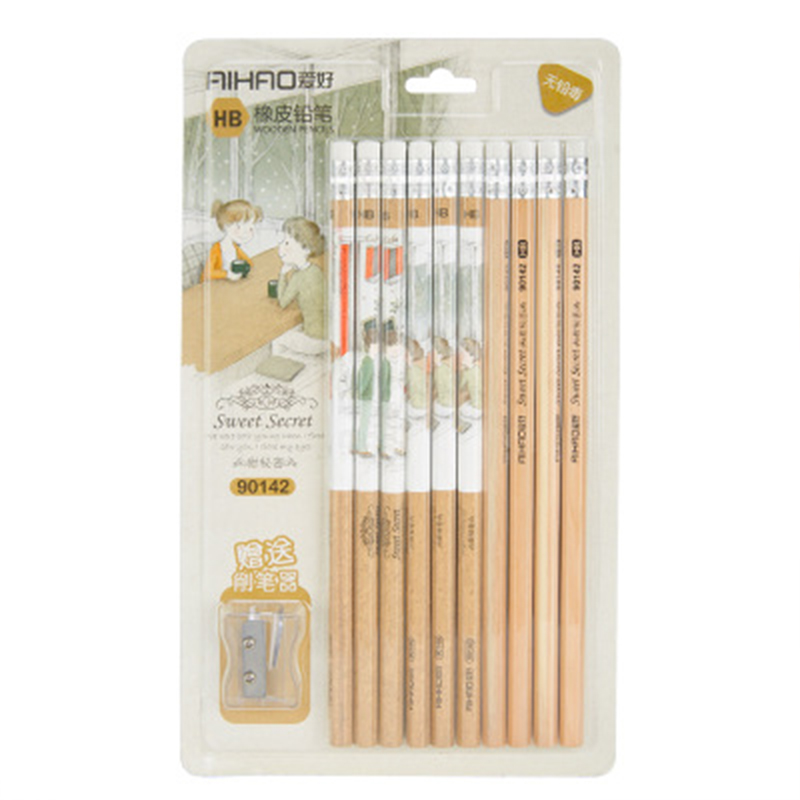 

AIHAO 10 Pcs Cartoon Wooden Pencil Set HB Pencil with Sharpener 90142