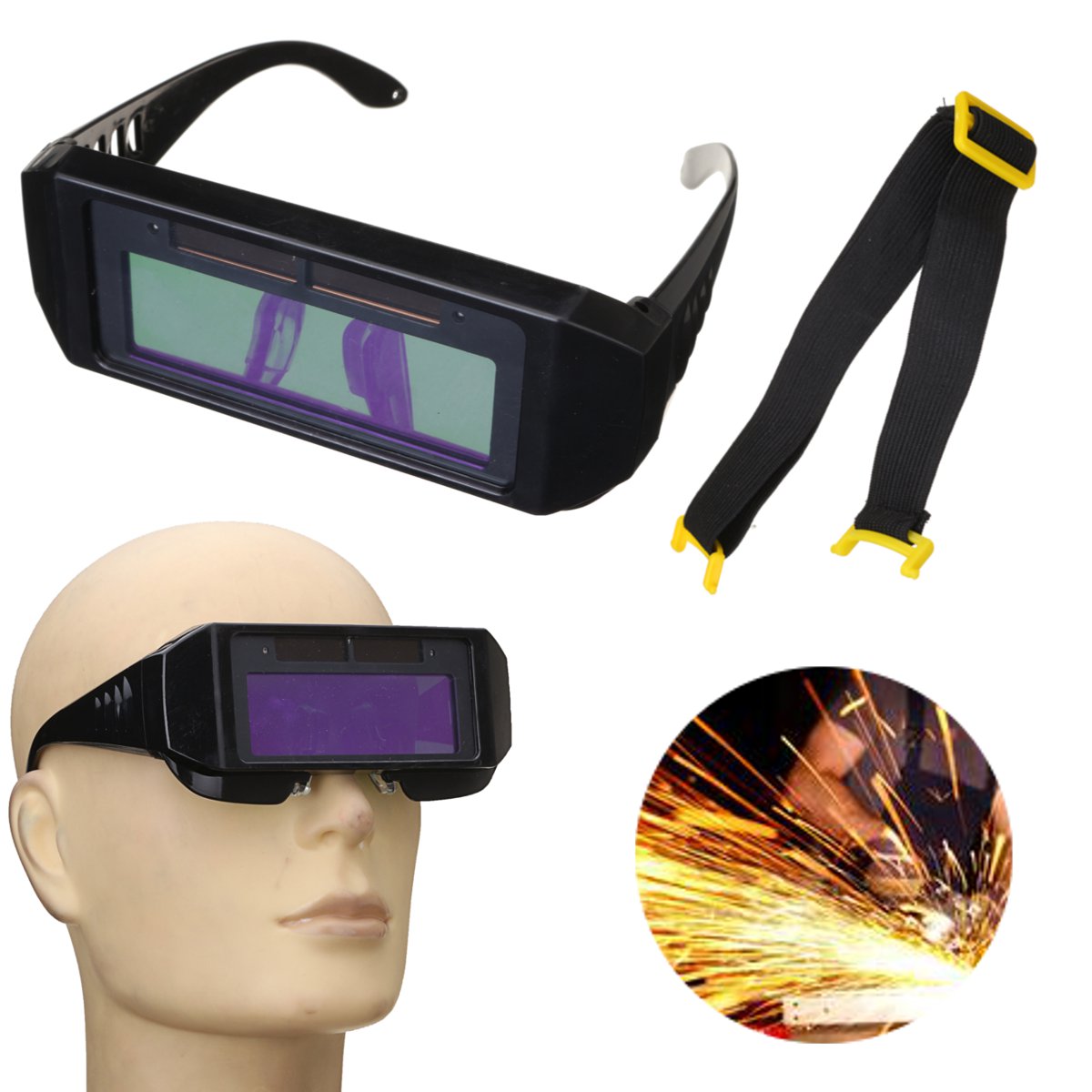 

Solar Powered Auto Darkening Welding Mask Helmet Eyes Goggles Tow-way Glasses