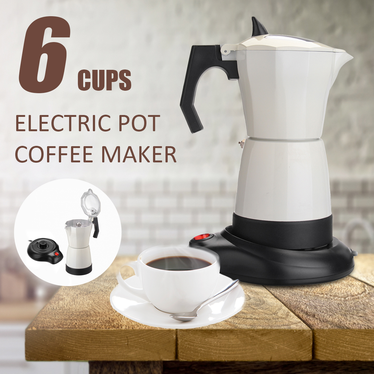 6 Cups Electric Tea Coffee Maker Pot Espresso Machine Mocha Home Office 480W Coffee Machine 64