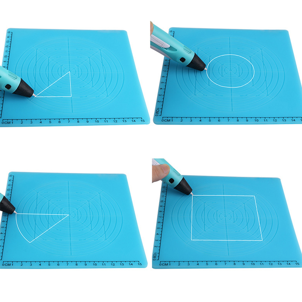 Color : Green 3D Printing Mat Delaman 3D Design Mat 4Pcs Multi-Shaped Simple Optional 3D Printing Pen Silicone Design Mat with Heat Proof Finger Cap
