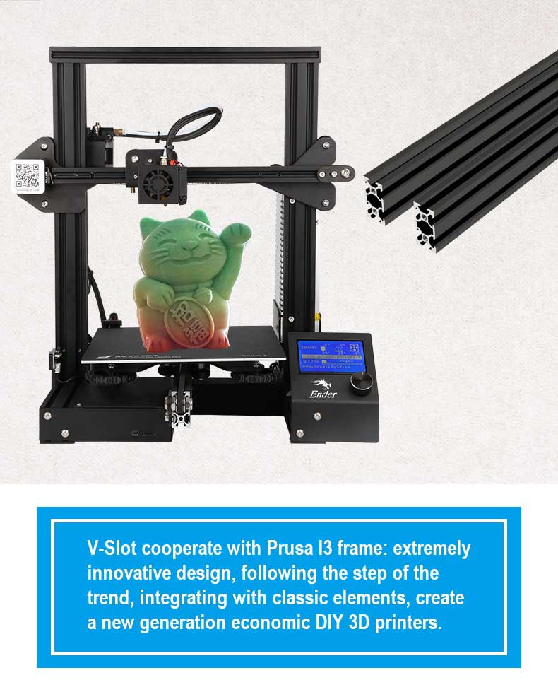 Creality 3D® Ender-3 V-slot Prusa I3 DIY 3D Printer Kit 220x220x250mm Printing Size With Power Resume Function/MK10 Extruder 1.75mm 0.4mm Nozzle 56