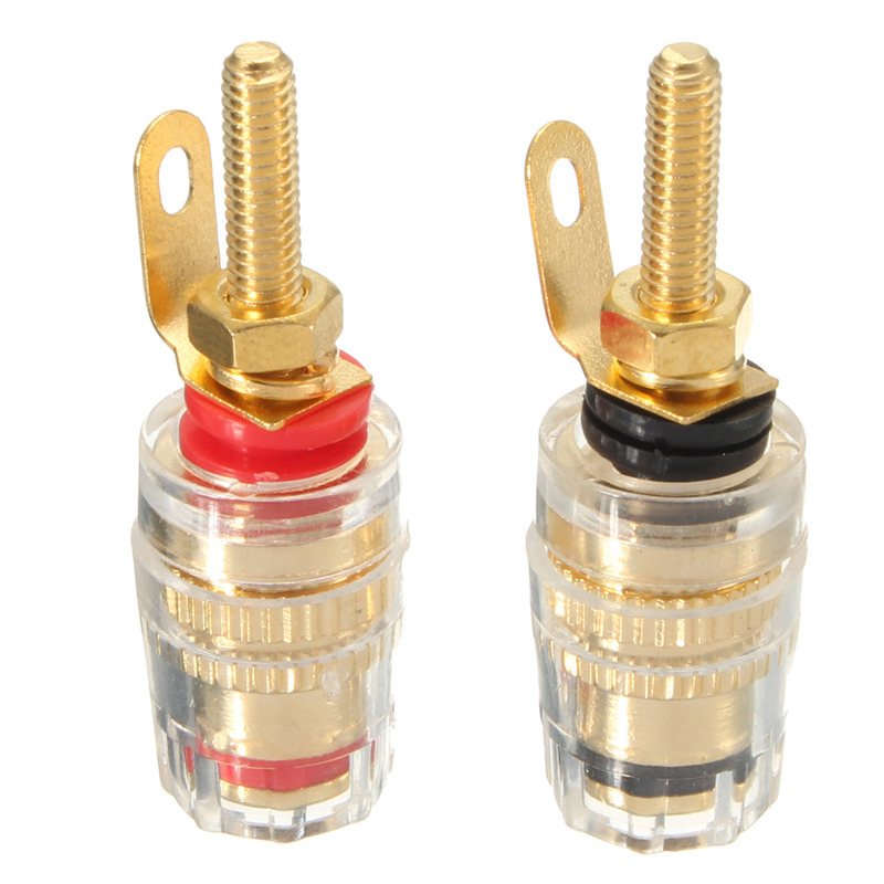 

2Pcs Gold Plated Binding Post Amplifier Speaker Terminal Audio Connector For 4mm Banana Plugs