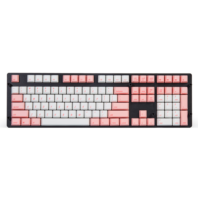 

Magicforce 108 Key Pink White Color Dye-sub PBT Keycaps Keycap Set for Mechanical Keyboard