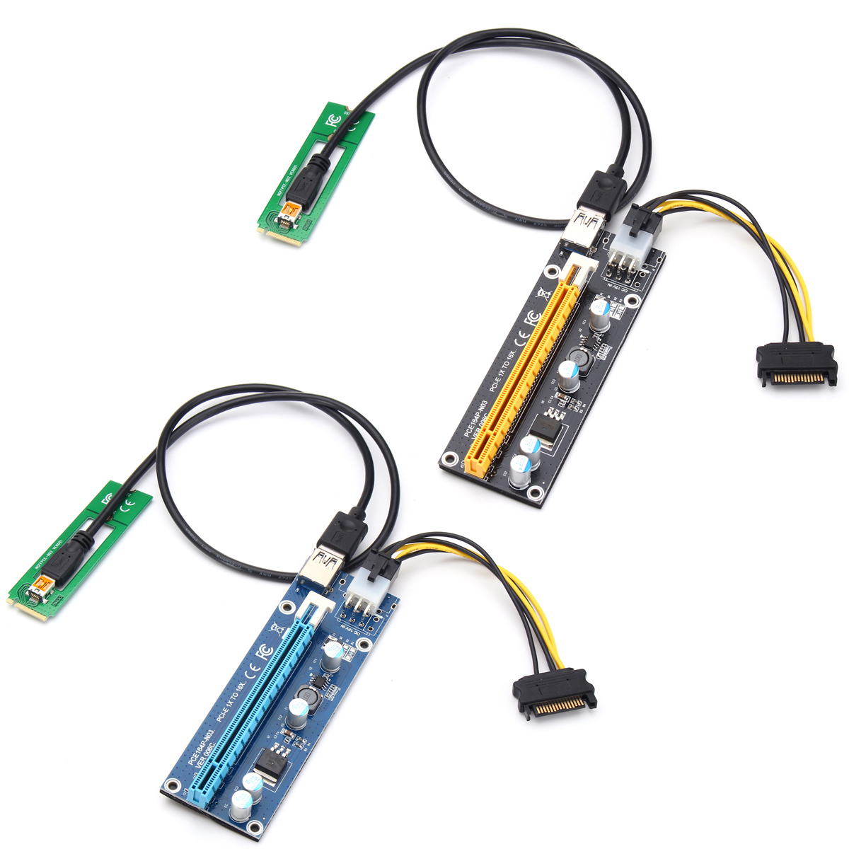 

VER006C 0.6m M2 NGFF To 16X SATA 15PIN PCI-E 1X To PCI-E 16X USB 3.0 Cable Mining Riser Card