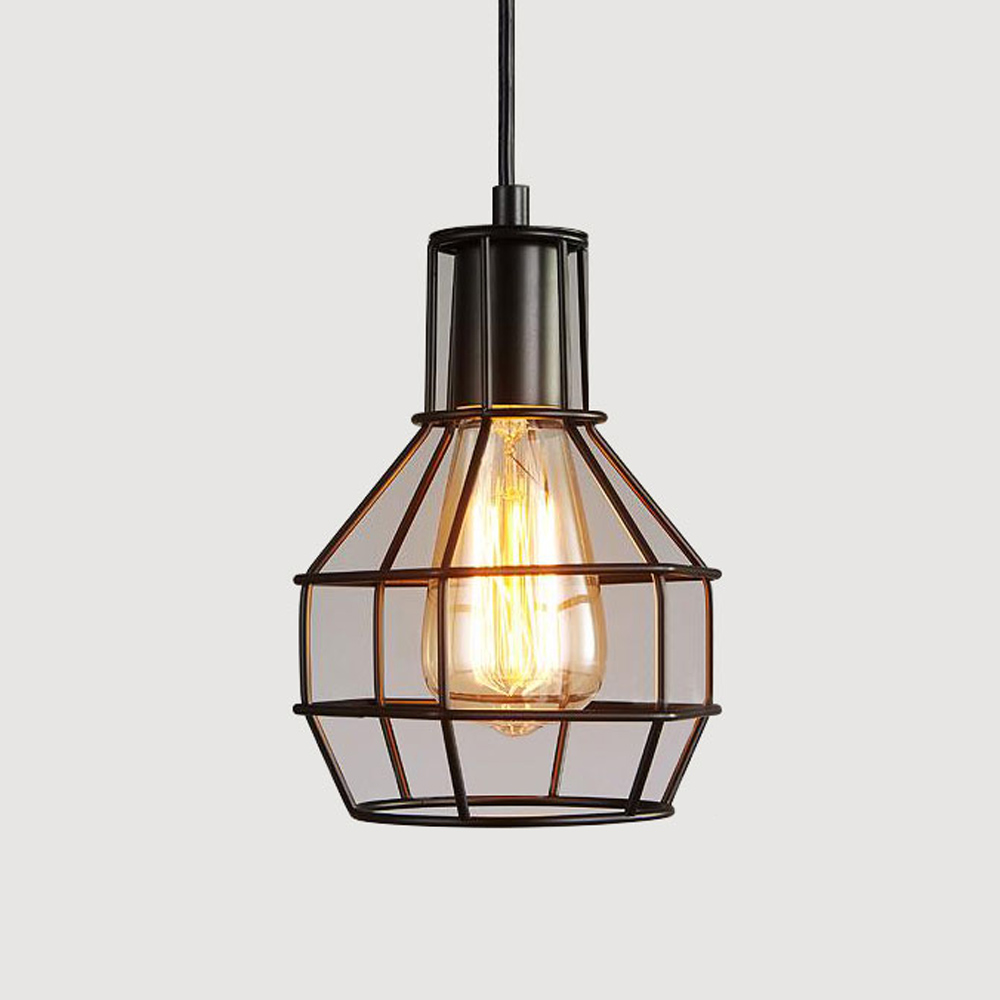 

Nordic Style Retro E27 Iron Pendant Cage Light for Bar Coffee Shop Indoor Metal Hanging Lamp Decor