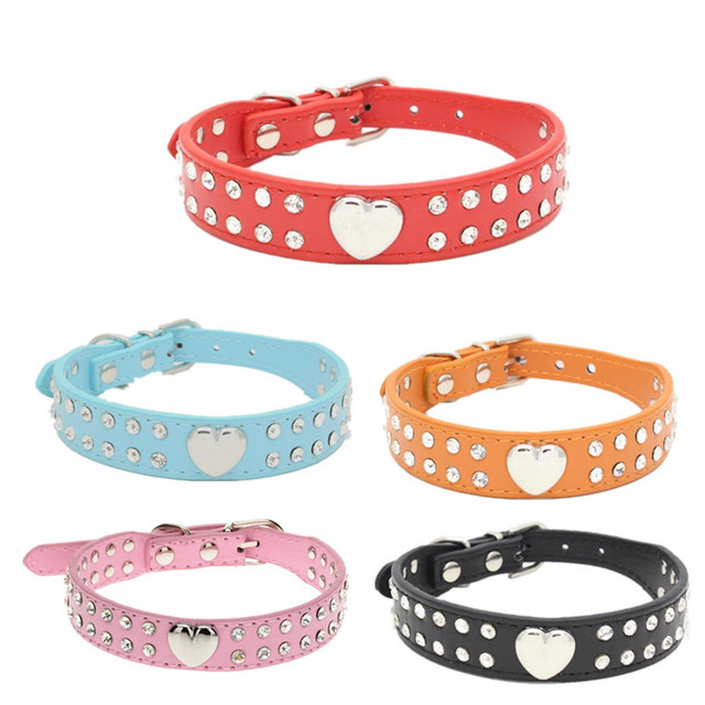 

Best Selling Double Drainage Drill Smooth Peach Heart Pet Collar Cat Dog Collar Pu Dog Chain Berry Pet Supplies