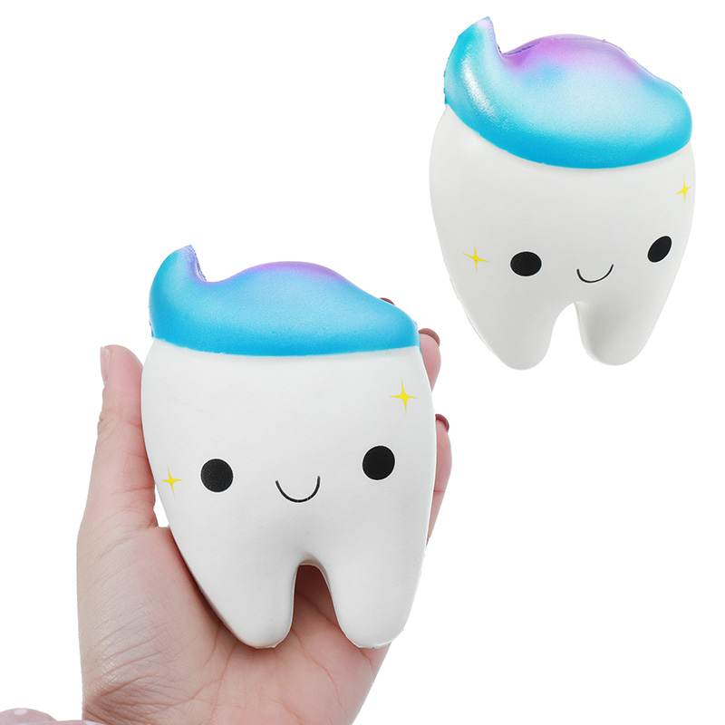 

10cm Моделирование Симпатичные зубы Soft Squishy Super Slow Rising Ball Chain Kid Toy