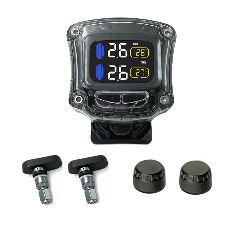 

CAREUD Real Time Tire Pressure Monitor System Waterproof Motorcycle TPMS Wireless LCD Display Internal/External