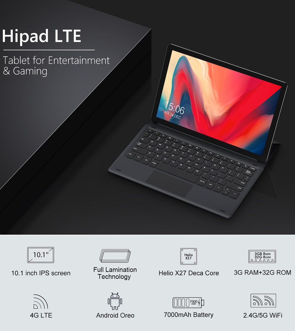 תוצאת תמונה עבור ‪Original Box CHUWI HiPad LTE 32GB MT6797X Helio X27 Deca Core 10.1 Inch Android 8.0 Dual 4G Tablet‬‏